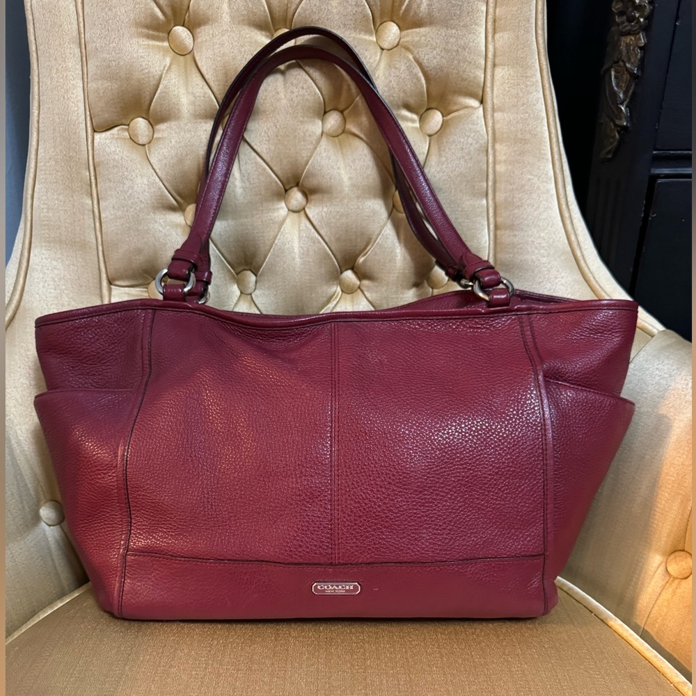 Coach Park Magenta leather Carrie tote shoulder bag
